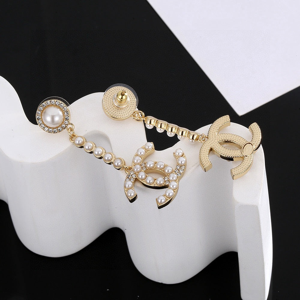 yellow brass Stud Earrings for women - alternate angle view 4