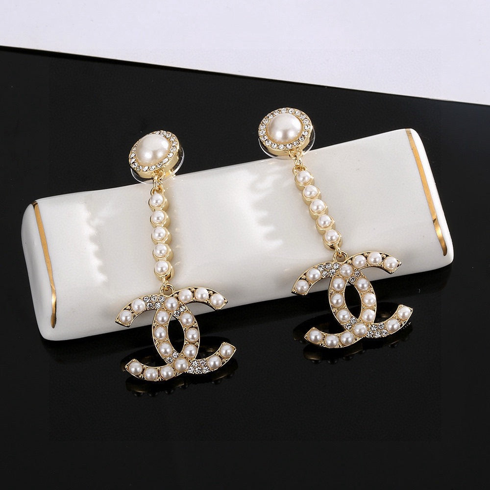 yellow brass Stud Earrings for women - alternate angle view 3
