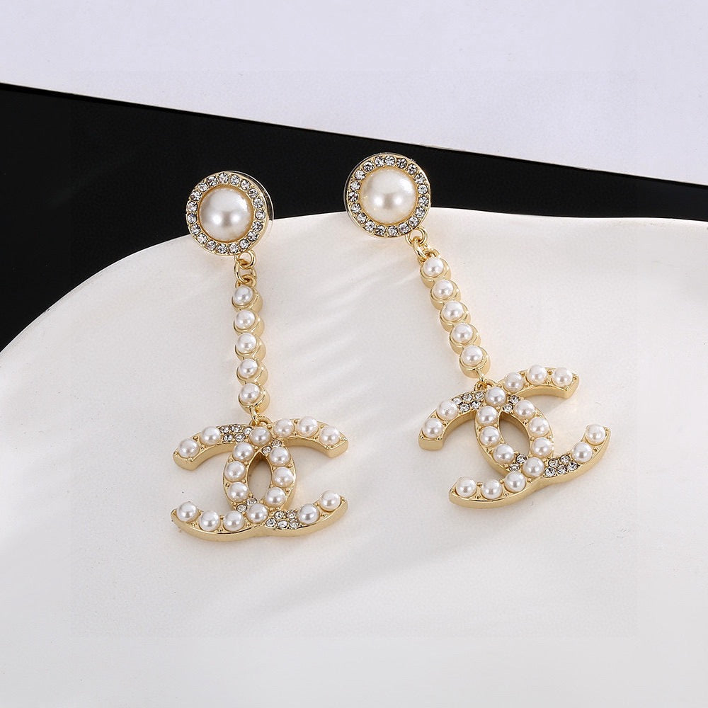 yellow brass Stud Earrings for women - alternate angle view 5