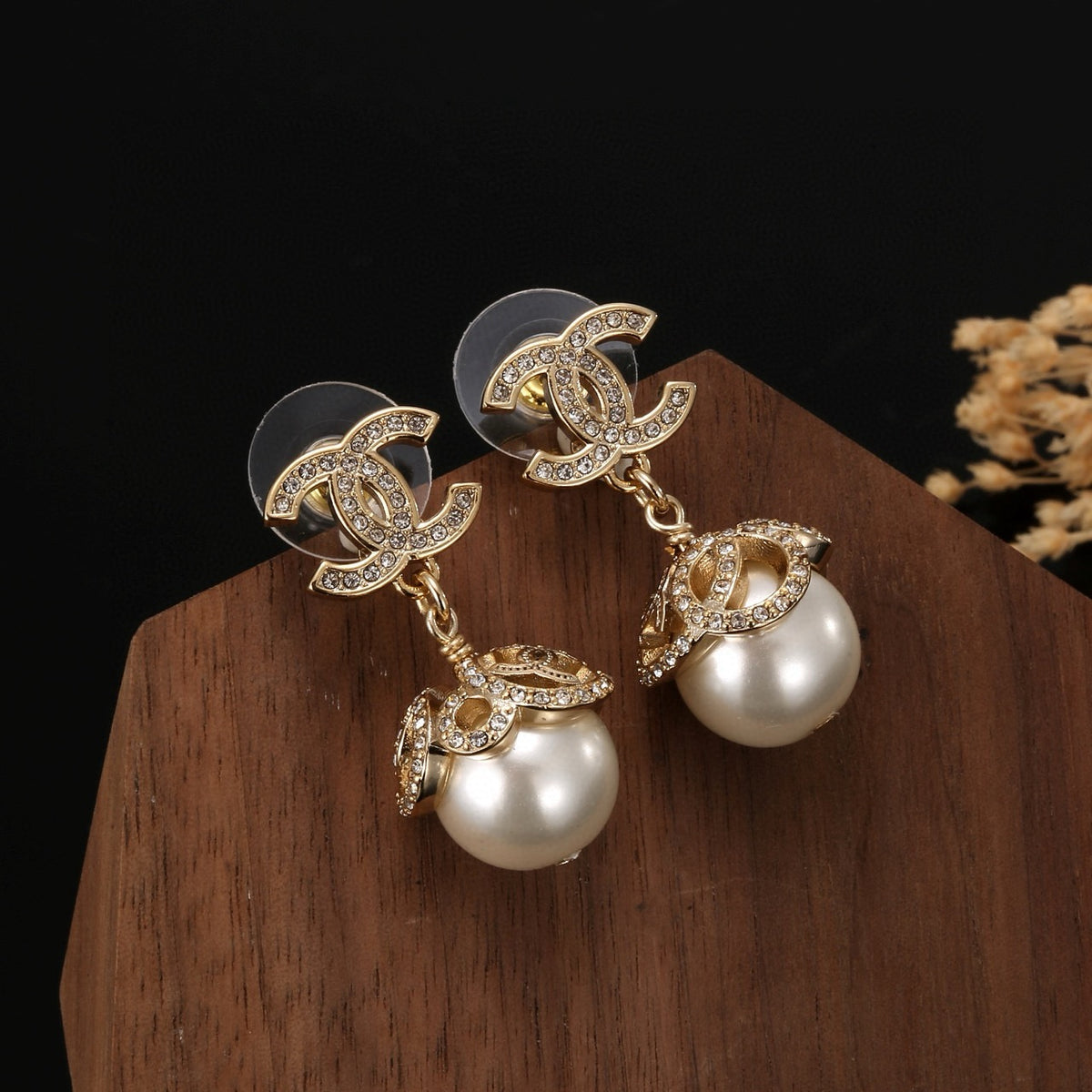 pearl double c Drop Earrings for women - product detail view