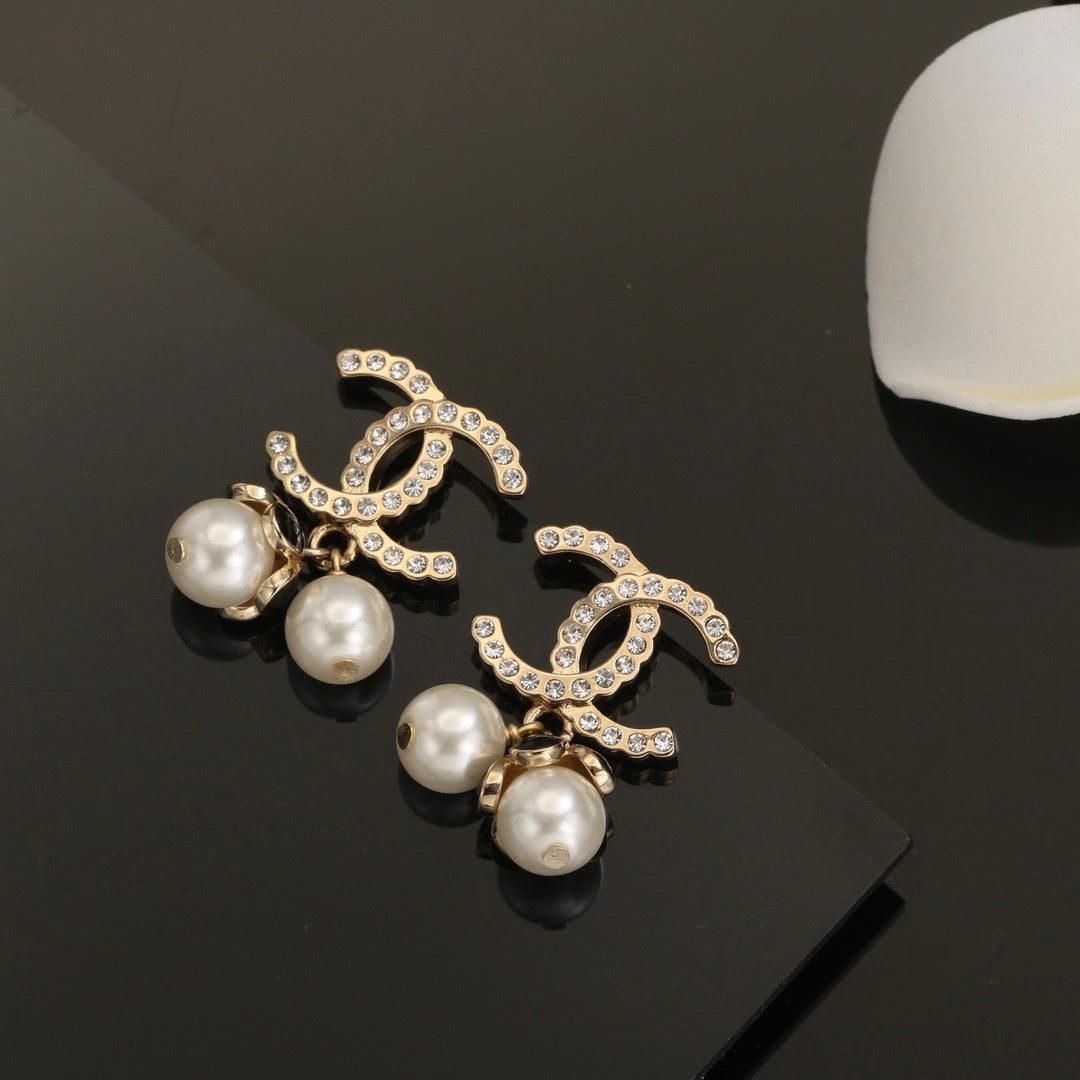 gold letter Stud Earrings for women - alternate angle view 2