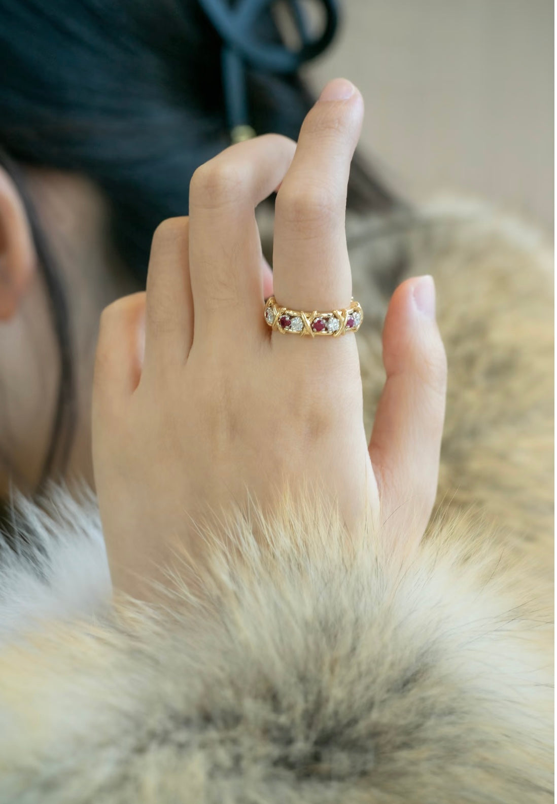 rose gold brass rose Ring for women - alternate angle view 9