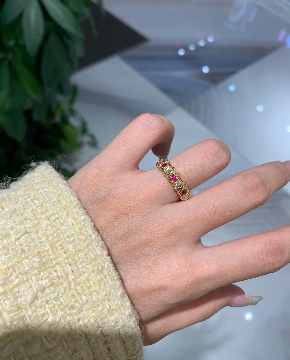 rose gold brass rose Ring for women - alternate angle view 13