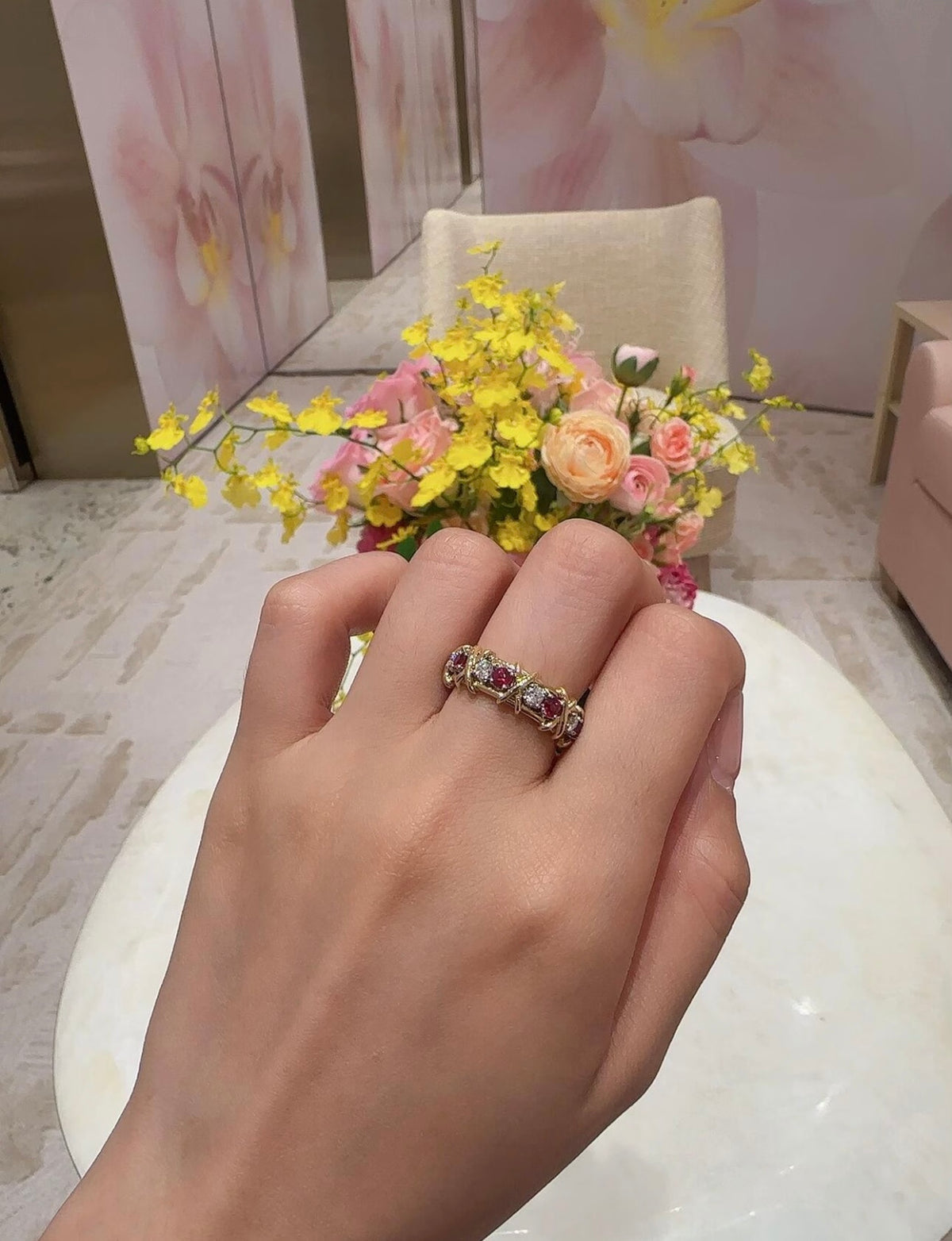 rose gold brass rose Ring for women - alternate angle view 10