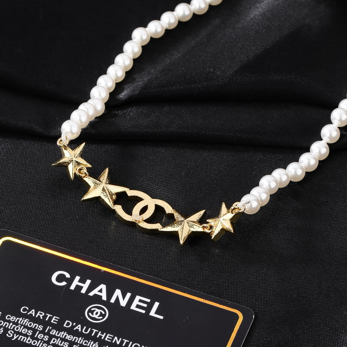 yellow brass double c Necklace for women - alternate angle view 7