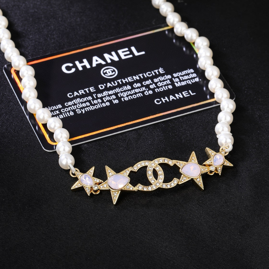 yellow brass double c Necklace for women - alternate angle view 4