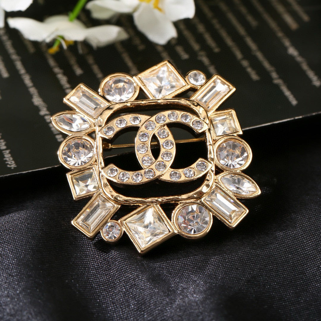 crystal double c Brooch for women - product detail view
