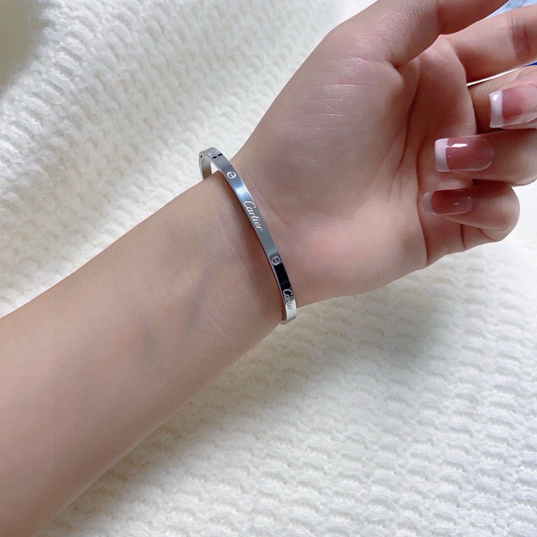 white delicate Bangle for women - alternate angle view 3