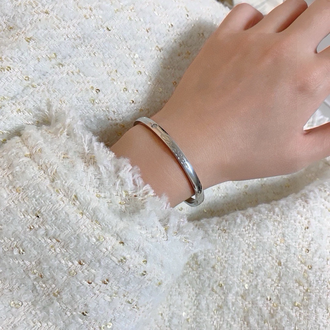 white crystal letter Bangle for women - alternate angle view 2