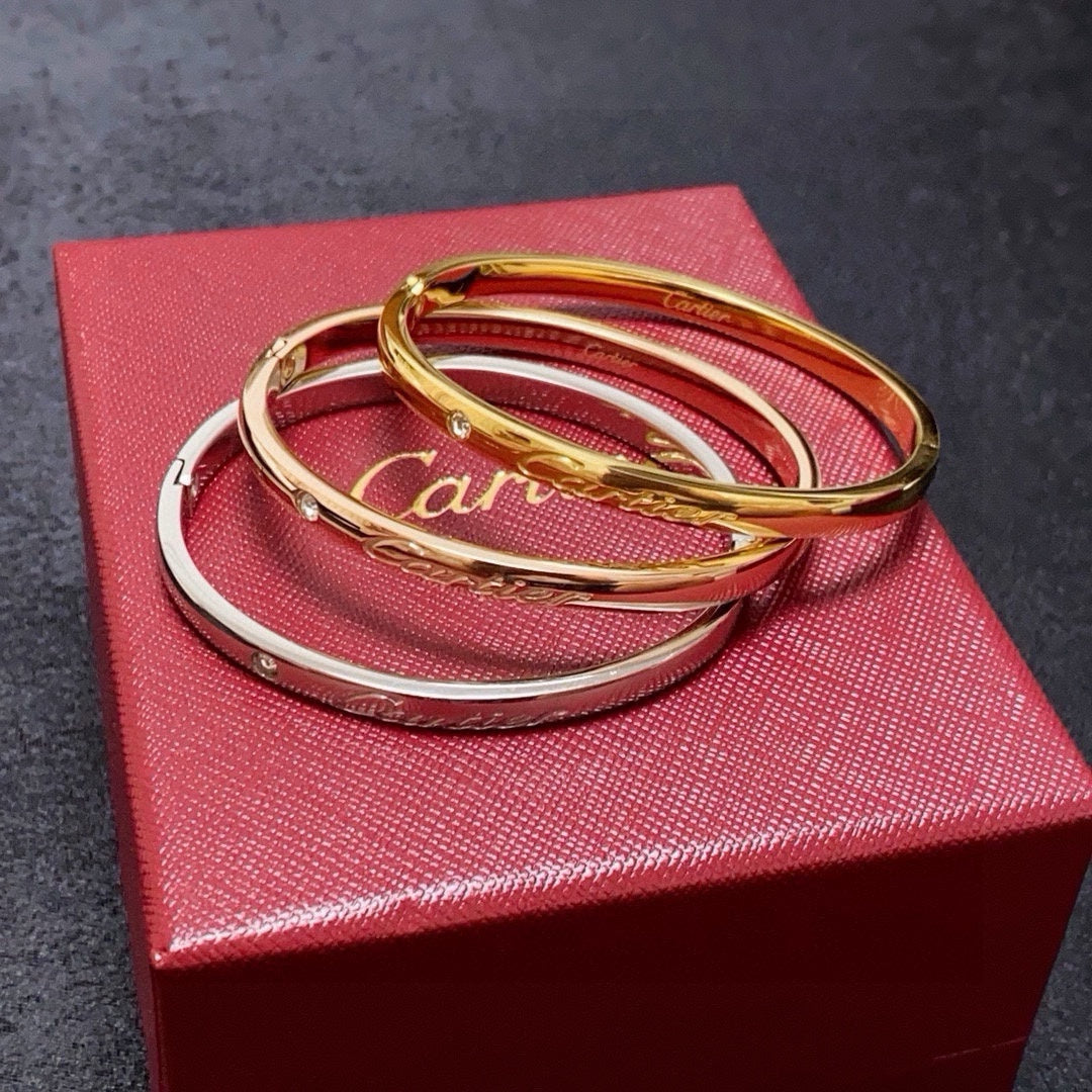 white crystal letter Bangle for women - alternate angle view 6
