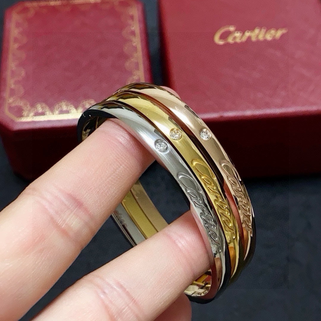 white crystal letter Bangle for women - product detail view
