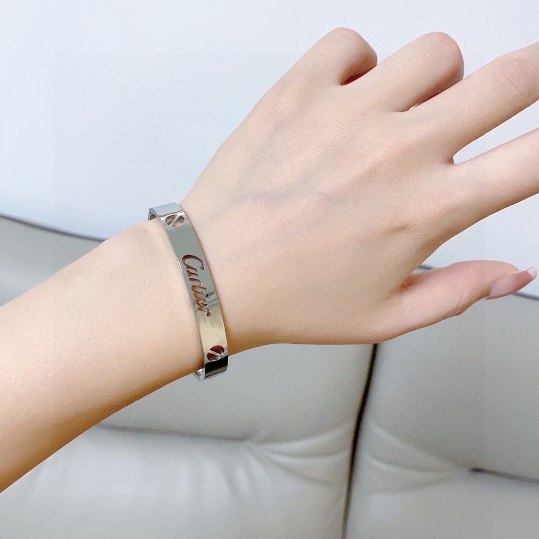 white hollow Bangle for women - alternate angle view 3