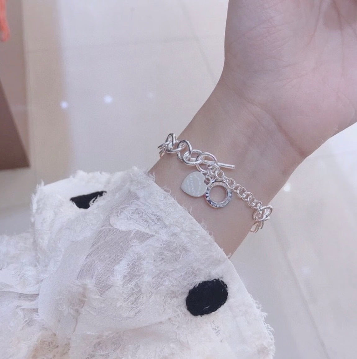 silver brass luxury Bracelet for women - alternate angle view 7