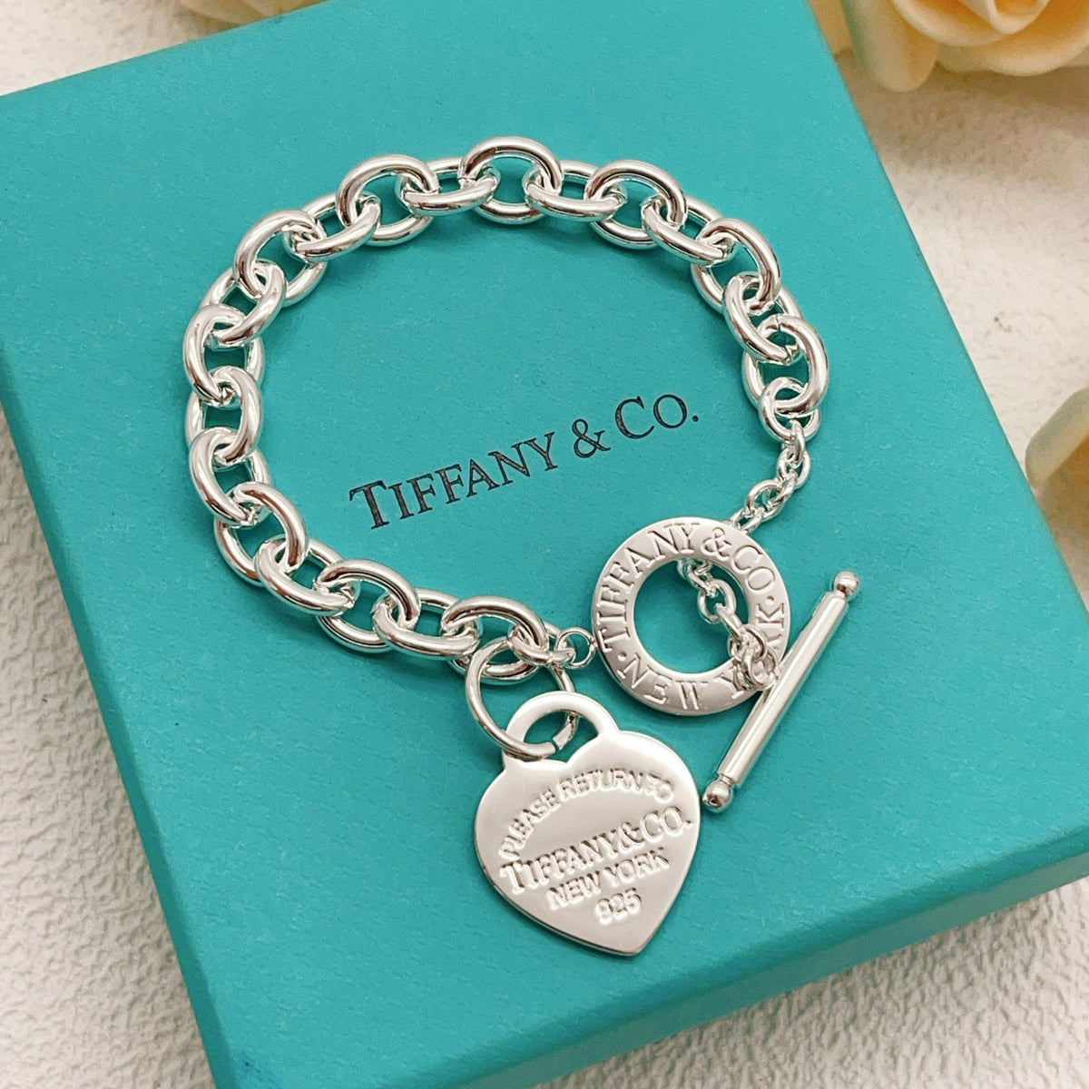 silver brass luxury Bracelet for women - product detail view