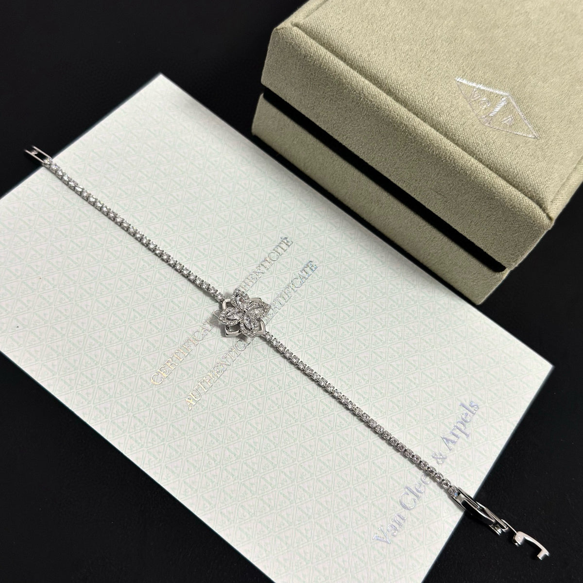 gold crystal clover Bracelet for women - alternate angle view 4