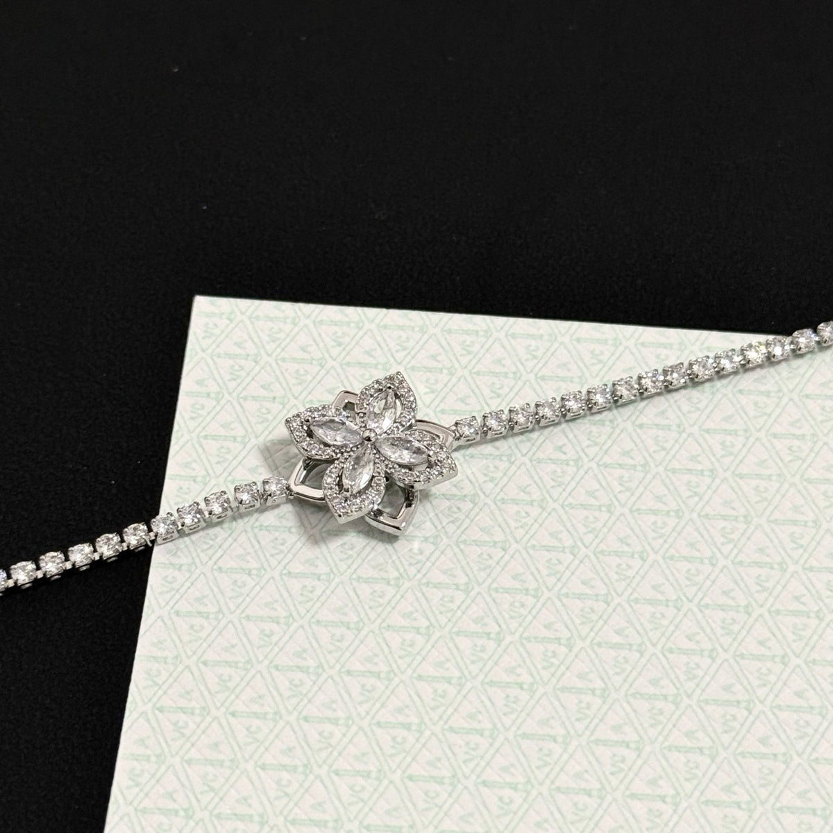 gold crystal clover Bracelet for women - alternate angle view 3