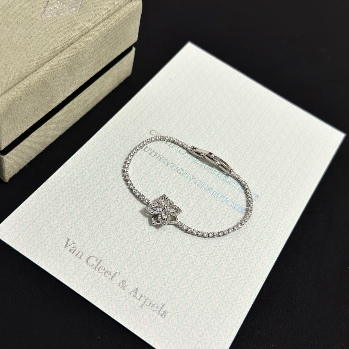 gold crystal clover Bracelet for women - alternate angle view 9