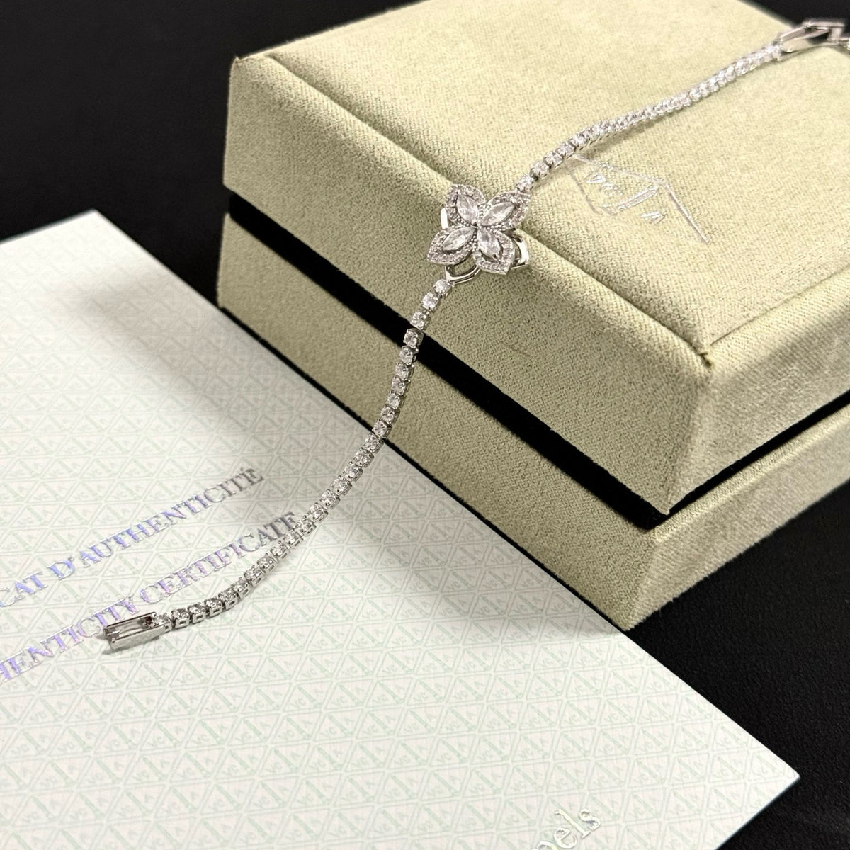 gold crystal clover Bracelet for women - alternate angle view 5