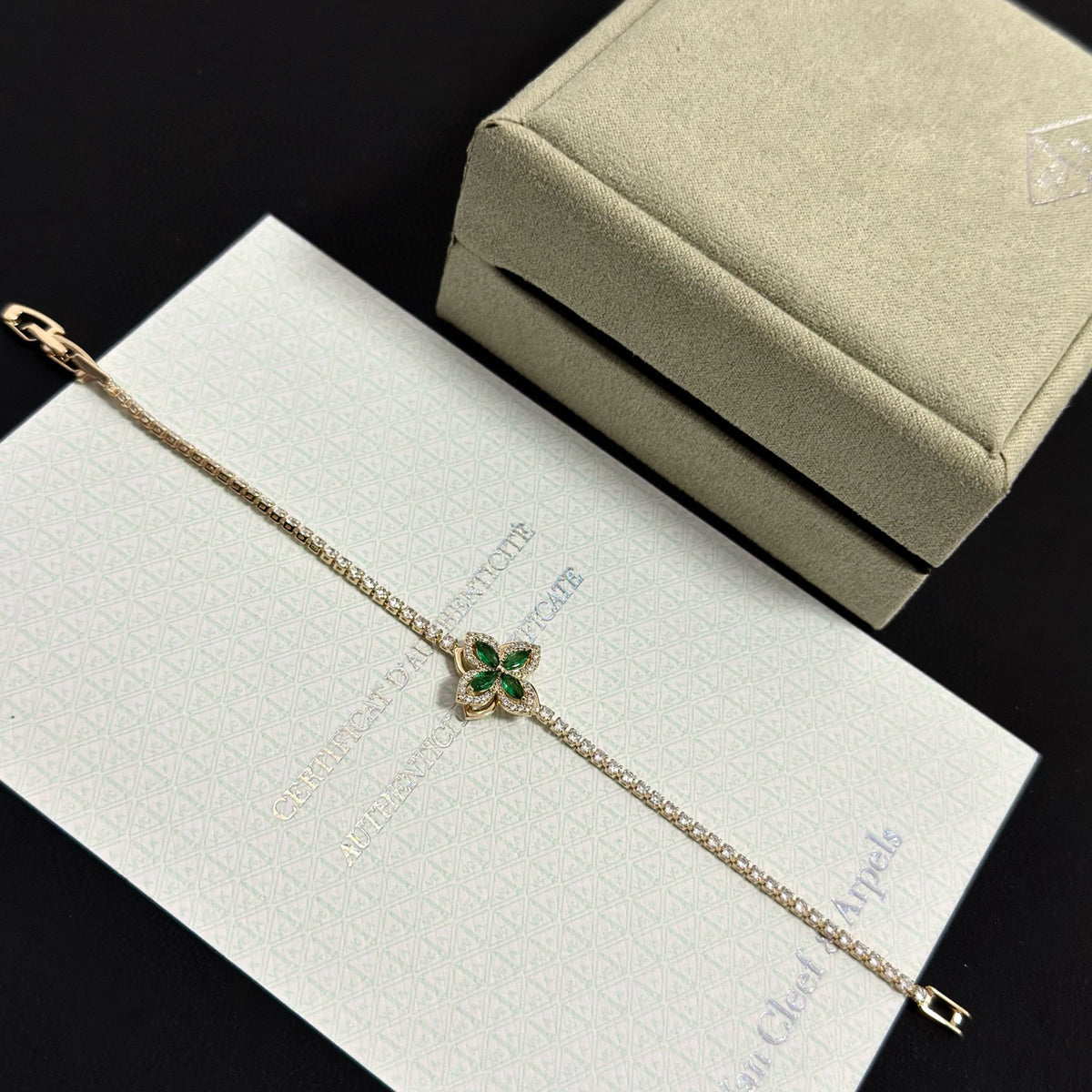 gold crystal clover Bracelet for women - alternate angle view 7