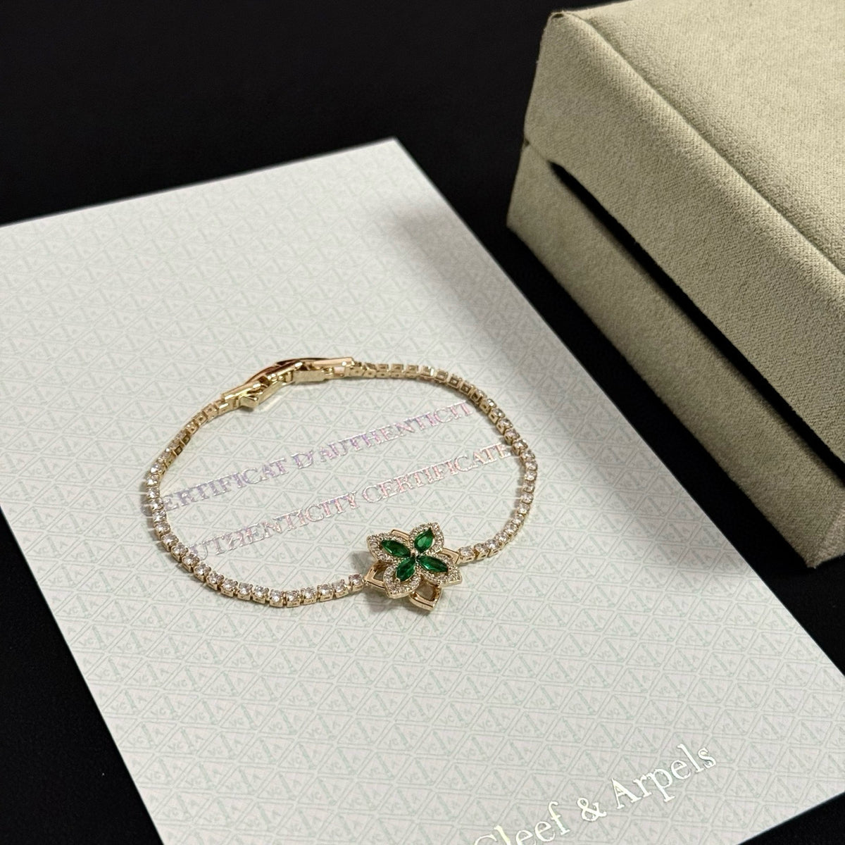gold crystal clover Bracelet for women - alternate angle view 4