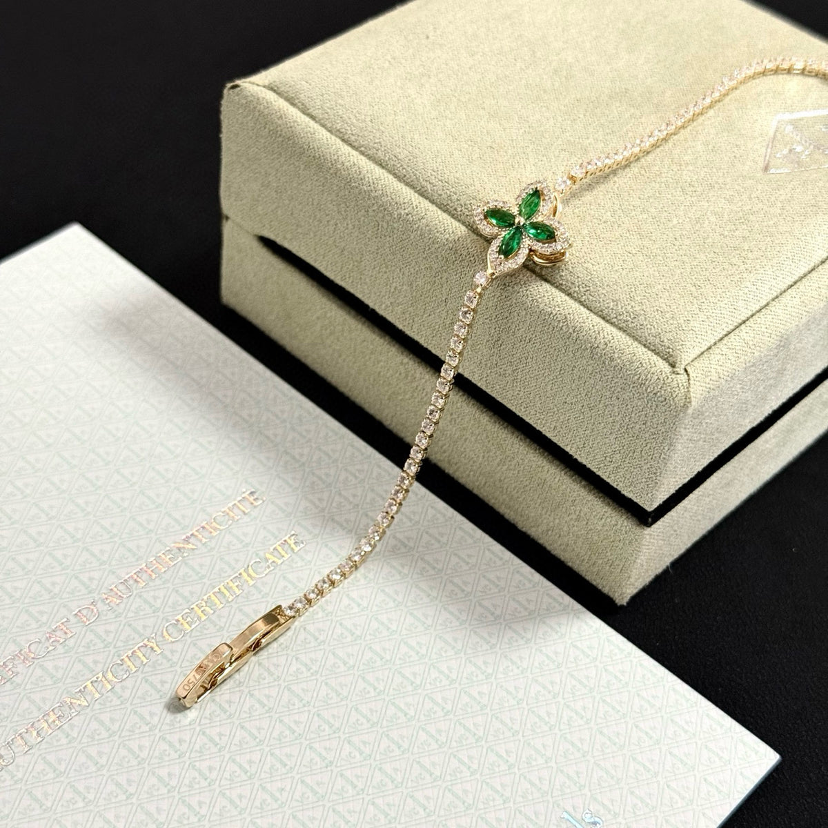 gold crystal clover Bracelet for women - alternate angle view 6