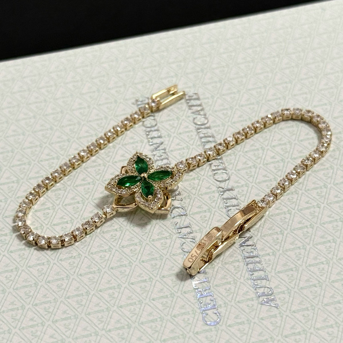 gold crystal clover Bracelet for women - alternate angle view 9