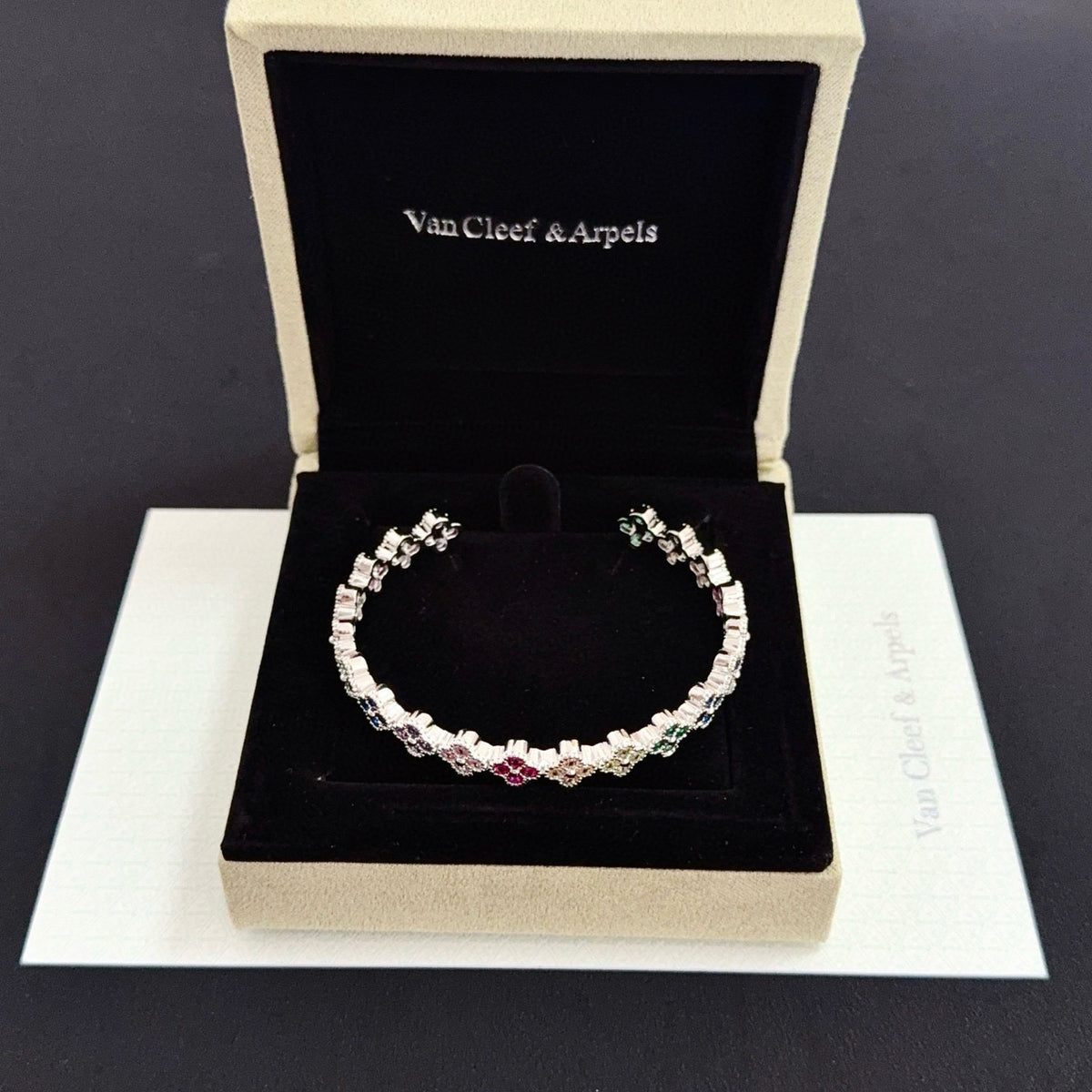 gold crystal clover Bangle for women - alternate angle view 2