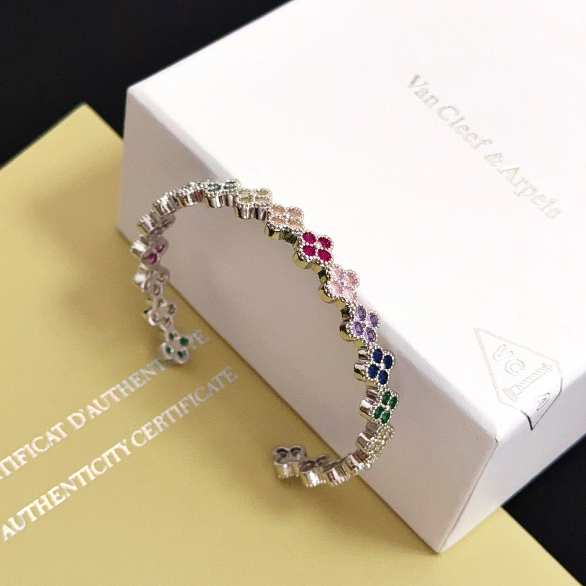 gold crystal clover Bangle for women - alternate angle view 9
