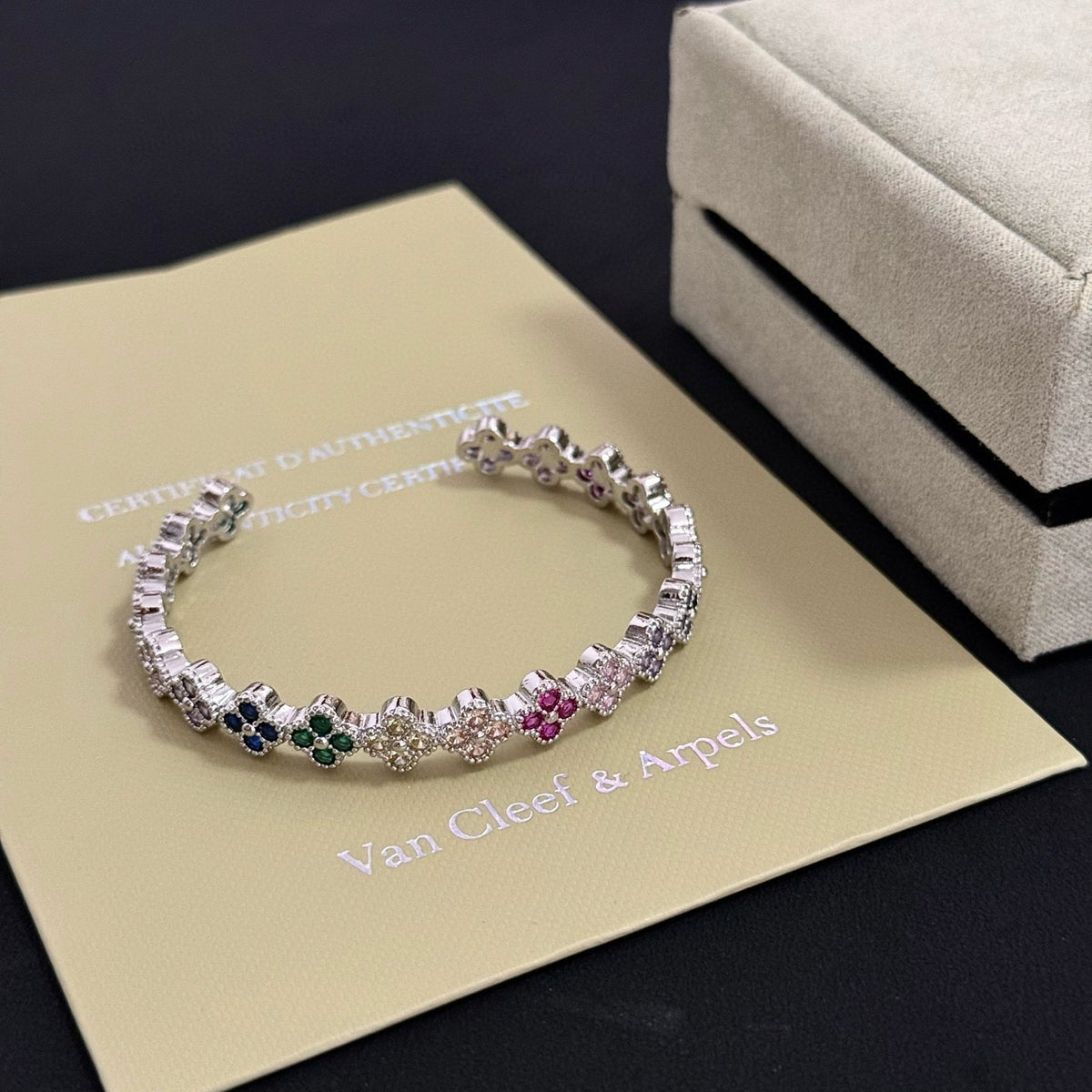 gold crystal clover Bangle for women - alternate angle view 6
