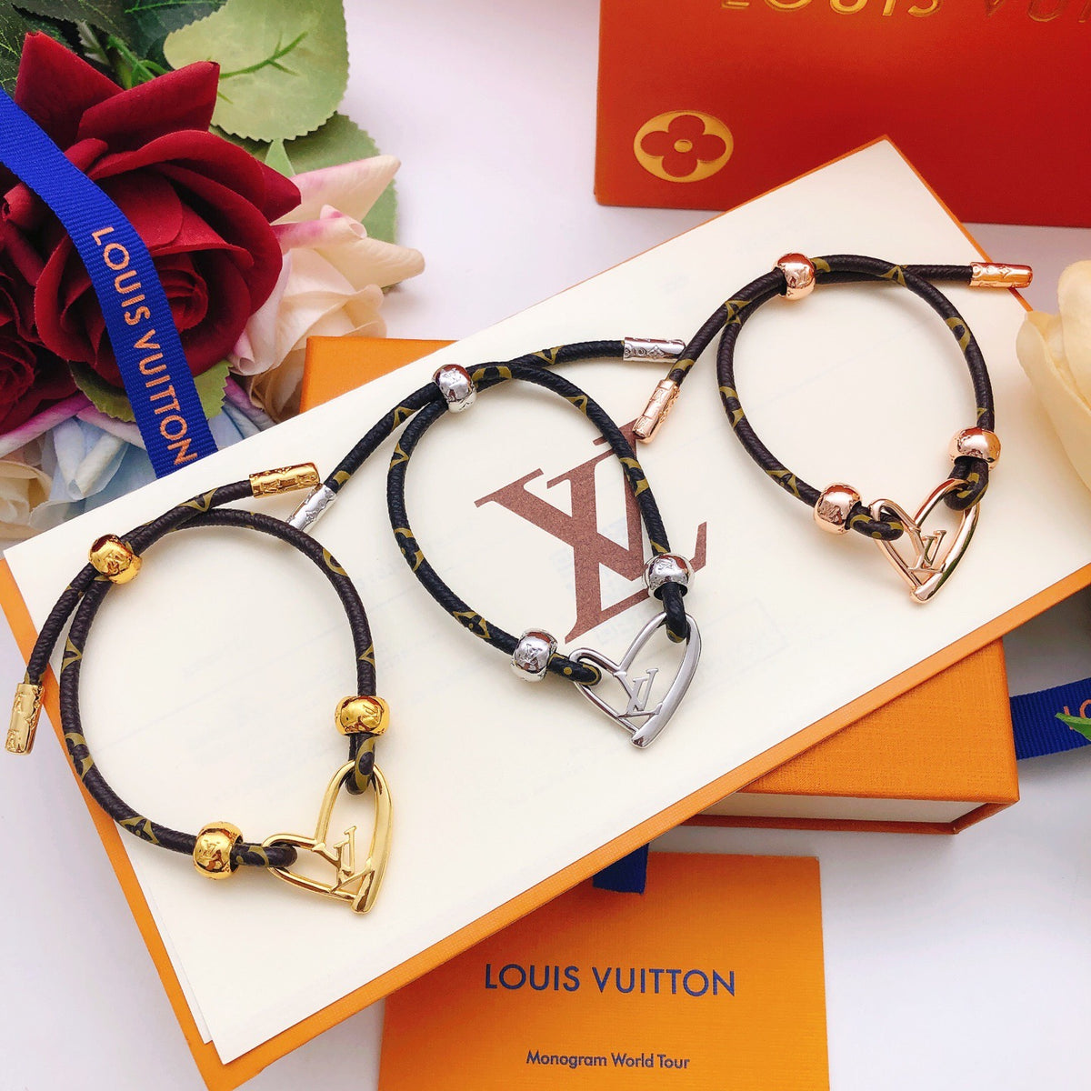 rose gold brass heart Bracelet for women - alternate angle view 5
