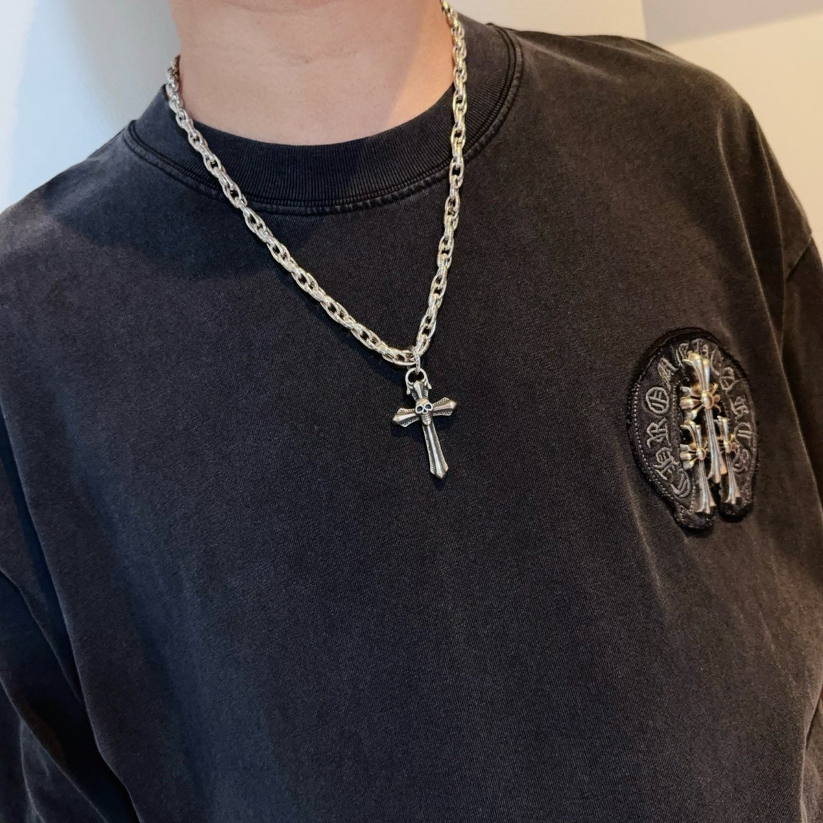 antique cross Pendant for men - alternate angle view 3