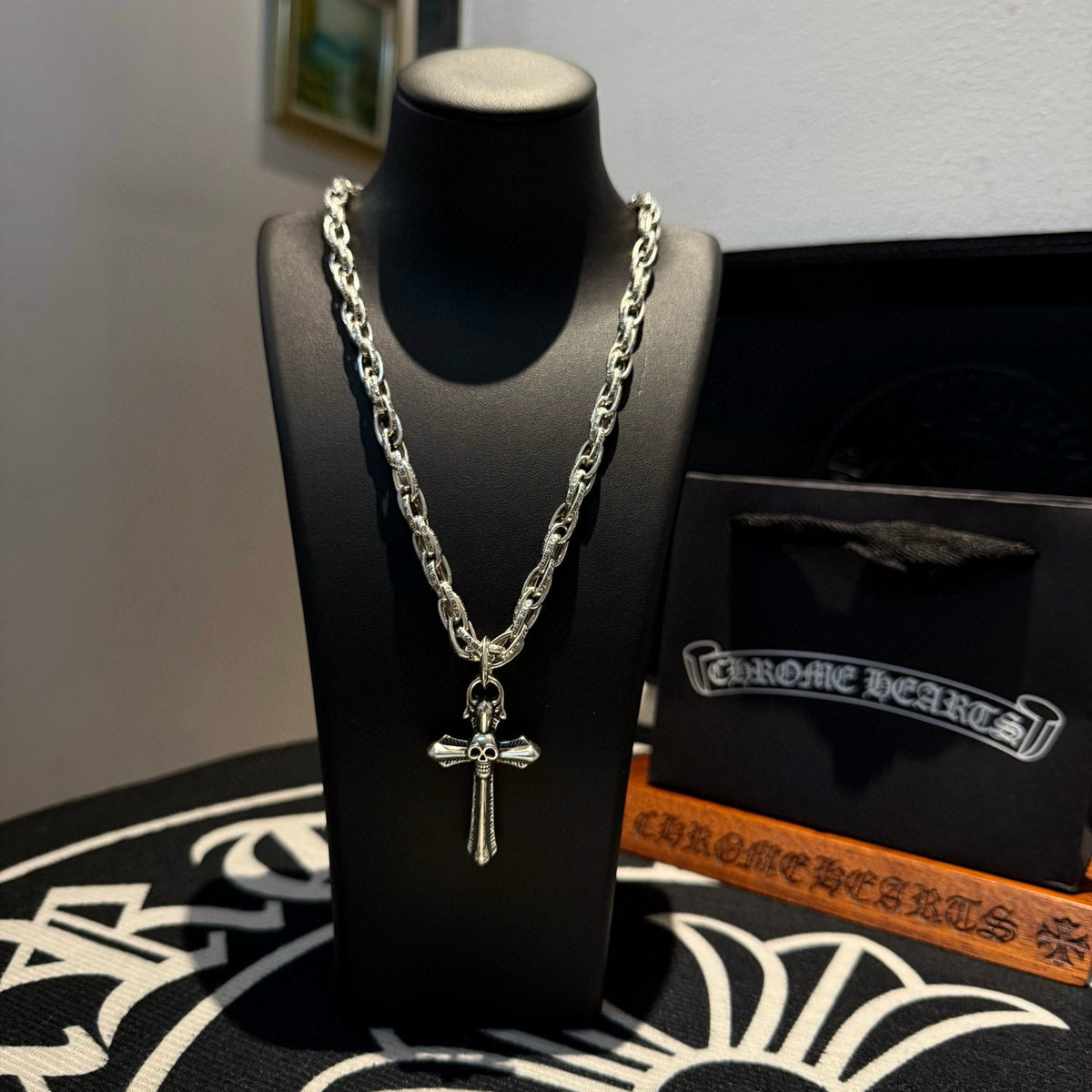 antique cross Pendant for men - alternate angle view 4