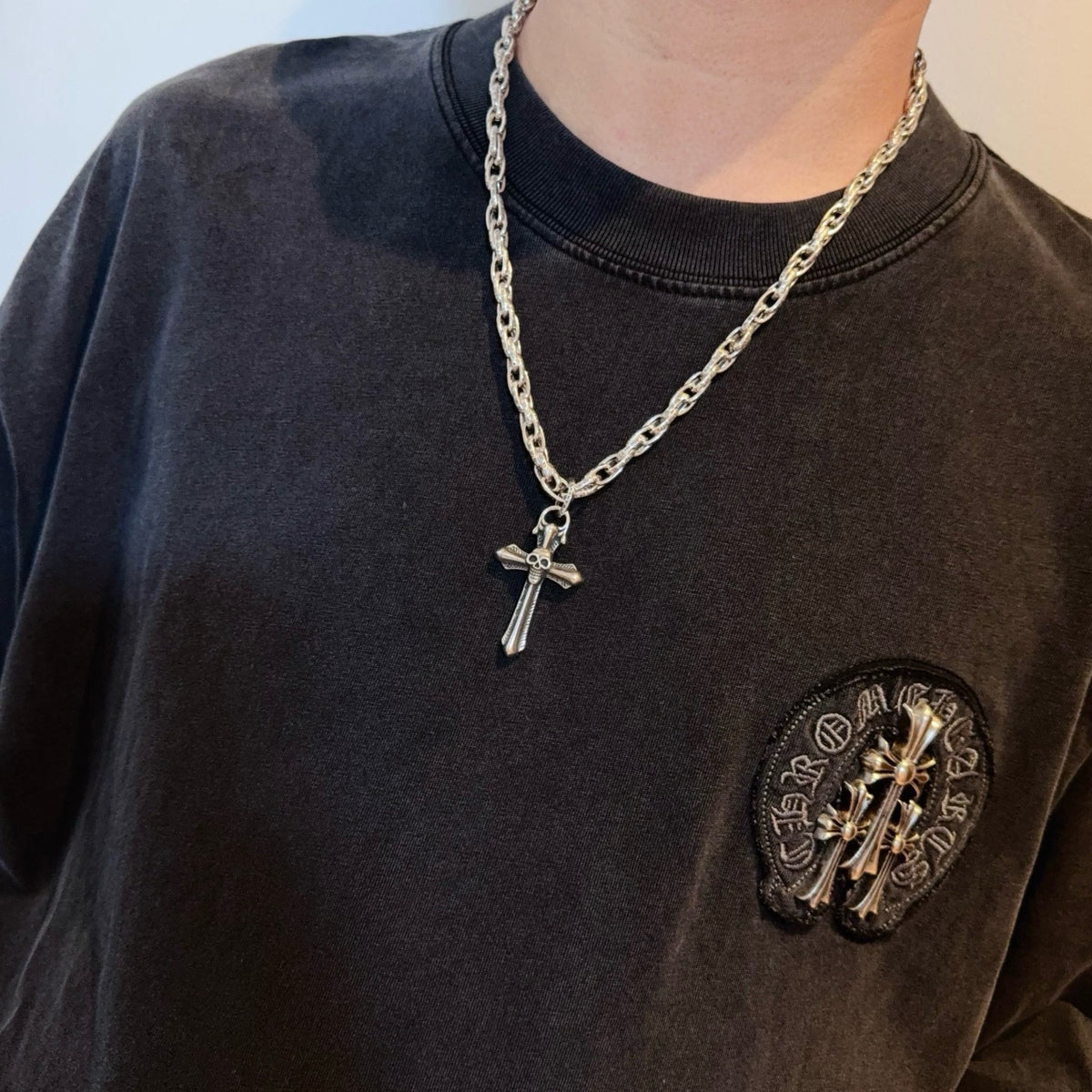 antique cross Pendant for men - alternate angle view 2