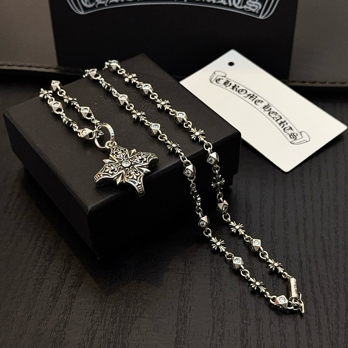 antique crystal cross Pendant for men - alternate angle view 6