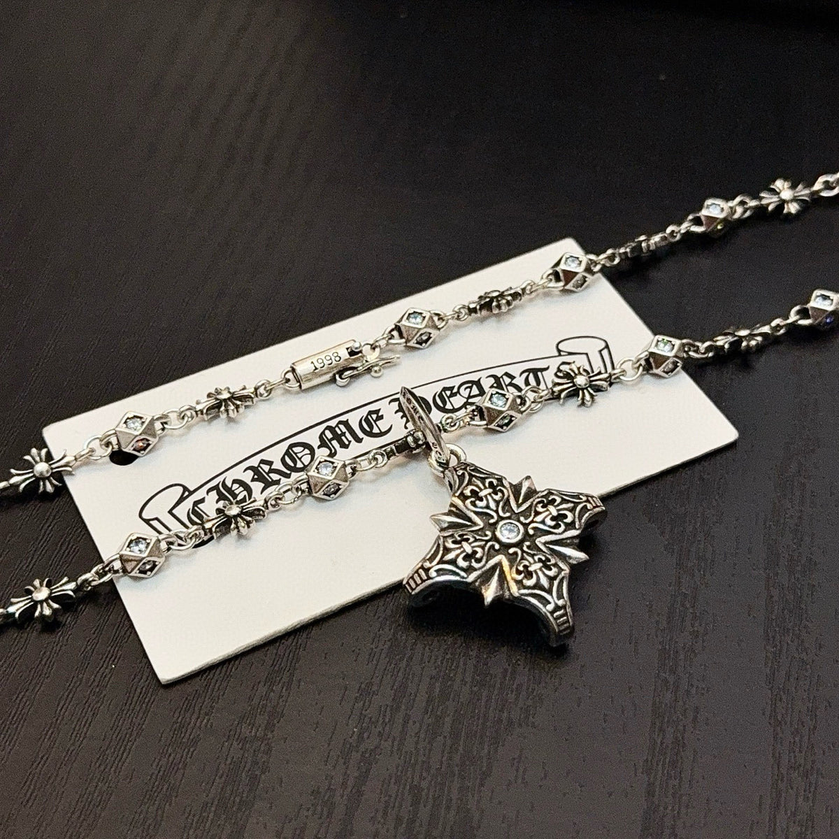 antique crystal cross Pendant for men - alternate angle view 8