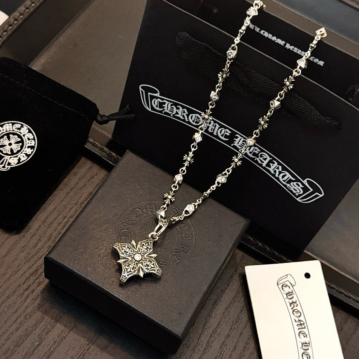 antique crystal cross Pendant for men - alternate angle view 5