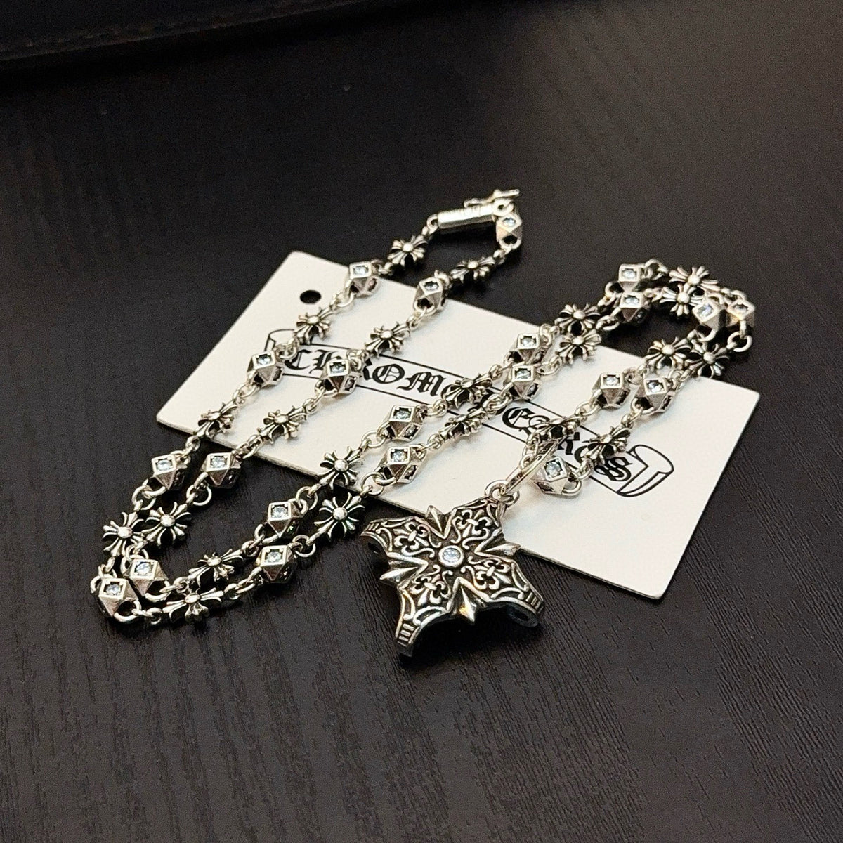 antique crystal cross Pendant for men - alternate angle view 7