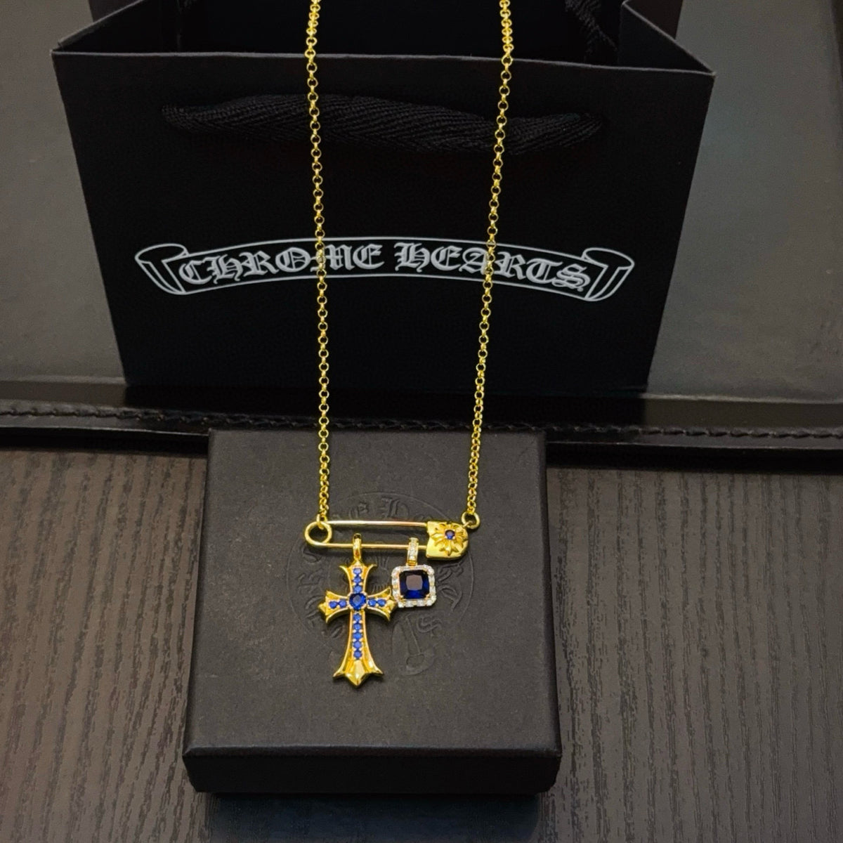 antique cross Necklace for men - alternate angle view 4