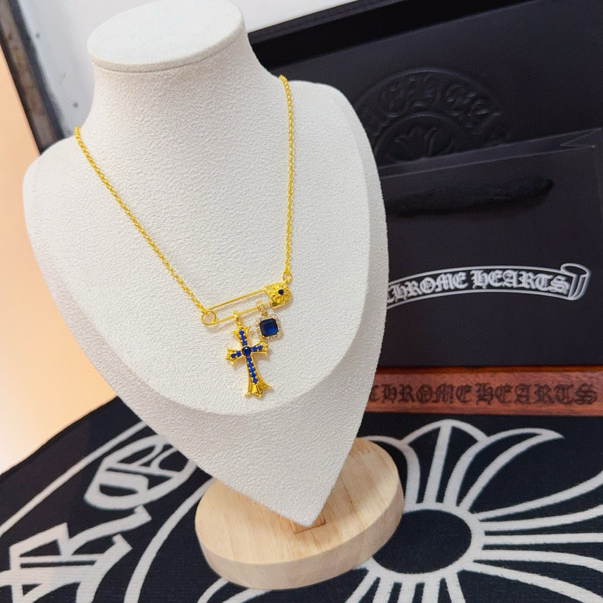 antique cross Necklace for men - alternate angle view 3
