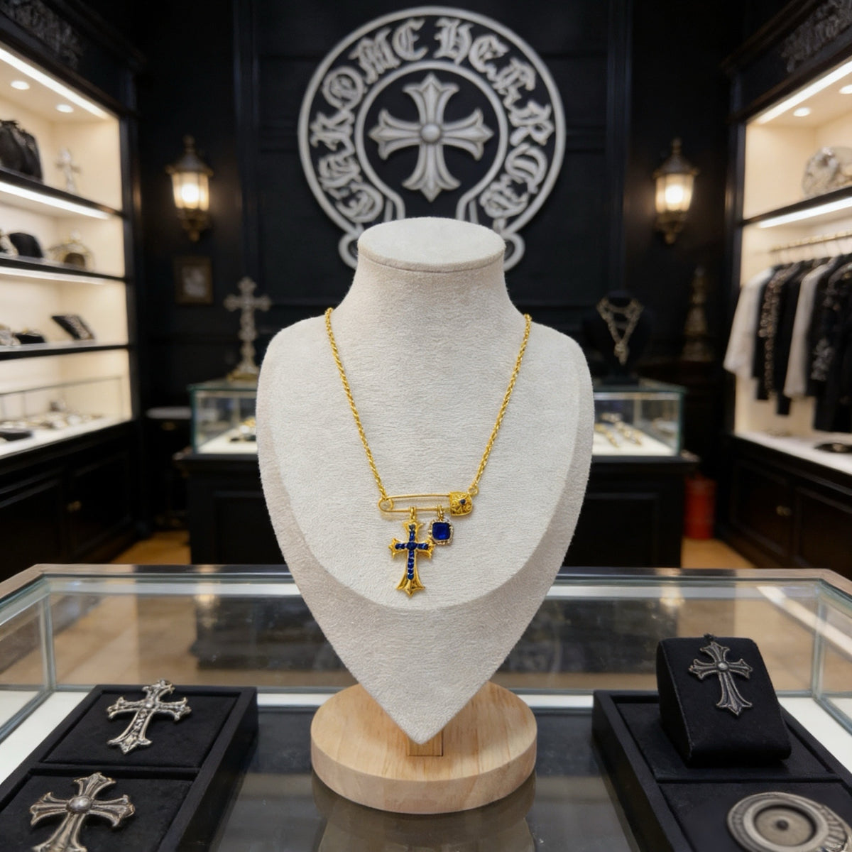 antique cross Necklace for men - product detail view