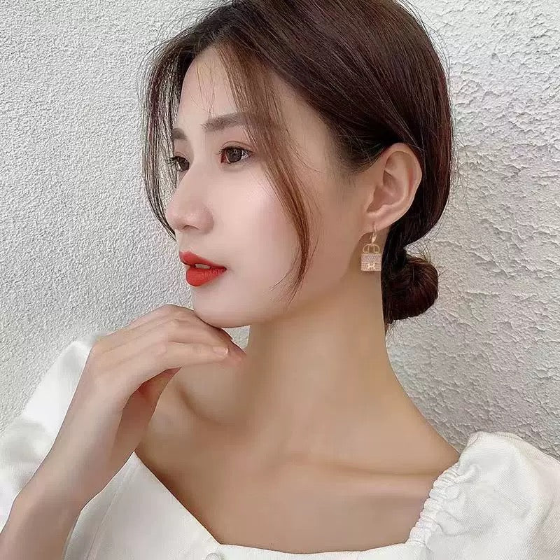 rose gold brass rose Stud Earrings for women - alternate angle view 8