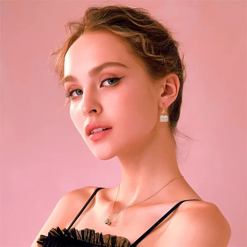 rose gold brass rose Stud Earrings for women - alternate angle view 11