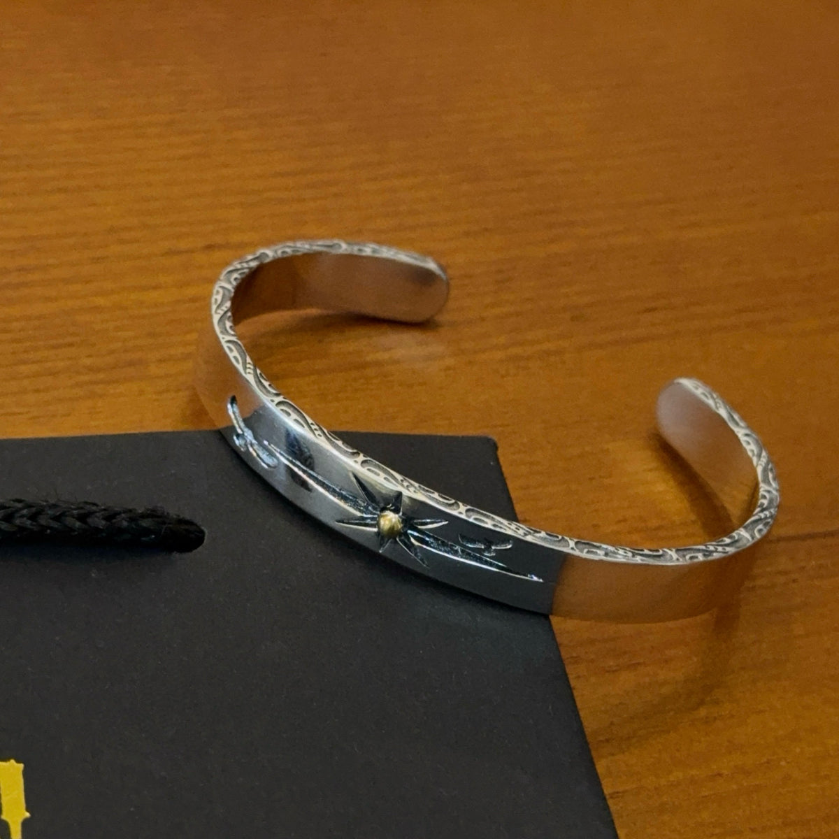 silver vintage Bangle for men - alternate angle view 5