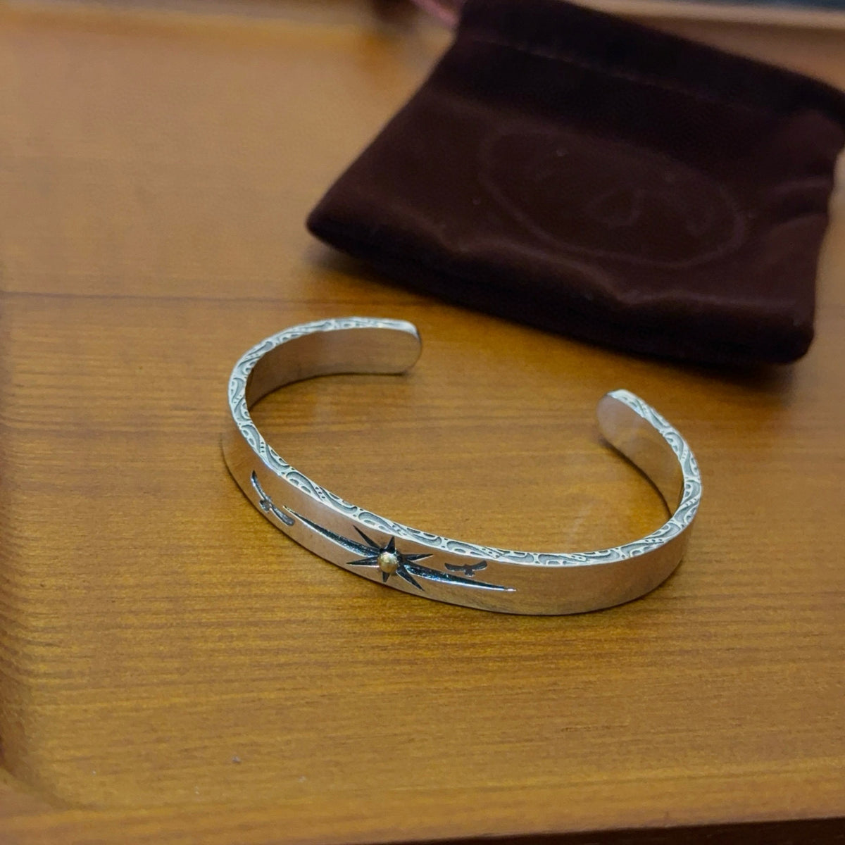 silver vintage Bangle for men - alternate angle view 4