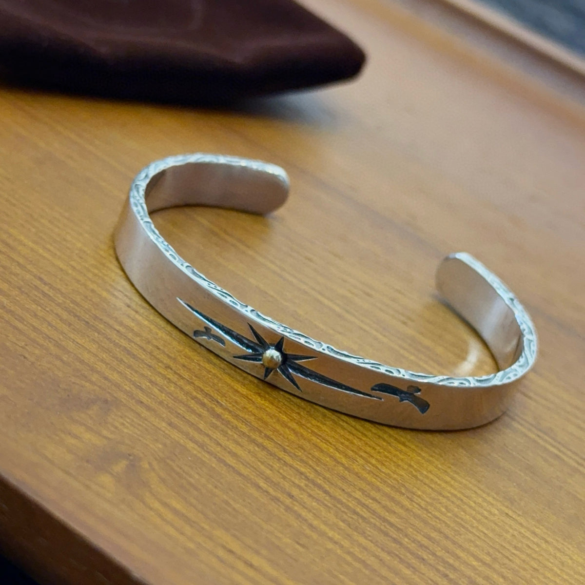 silver vintage Bangle for men - alternate angle view 9