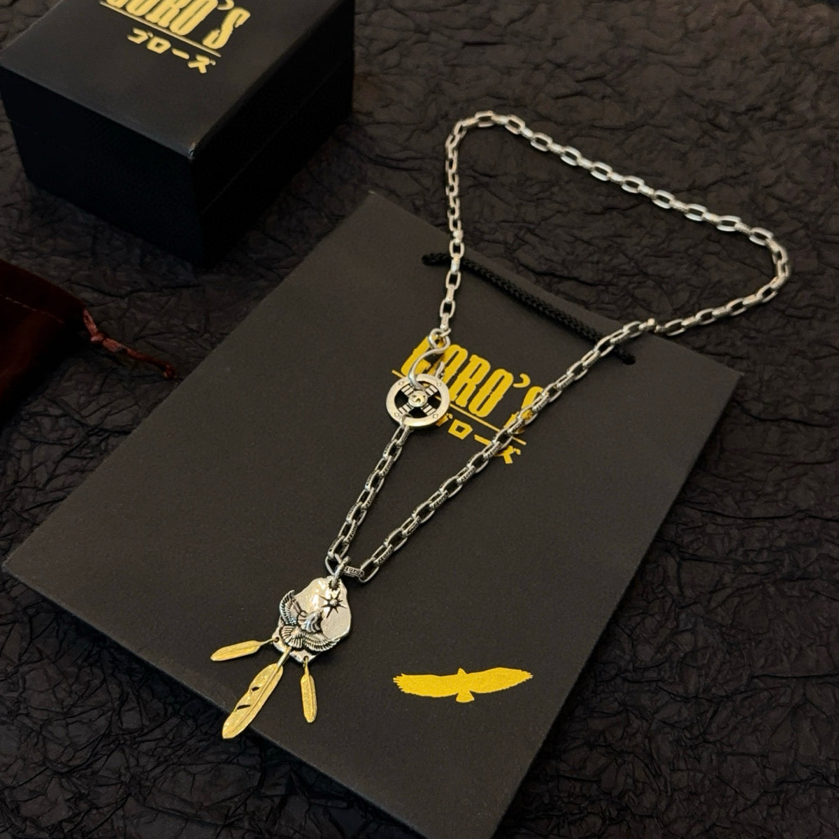 silver vintage Necklace for men - alternate angle view 7