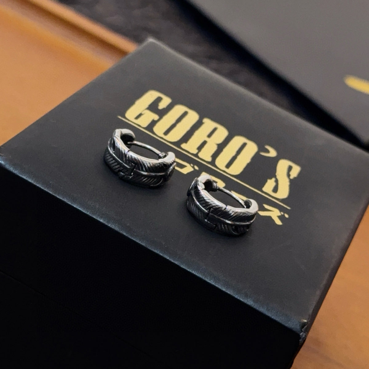 silver vintage Drop Earrings for men - alternate angle view 3
