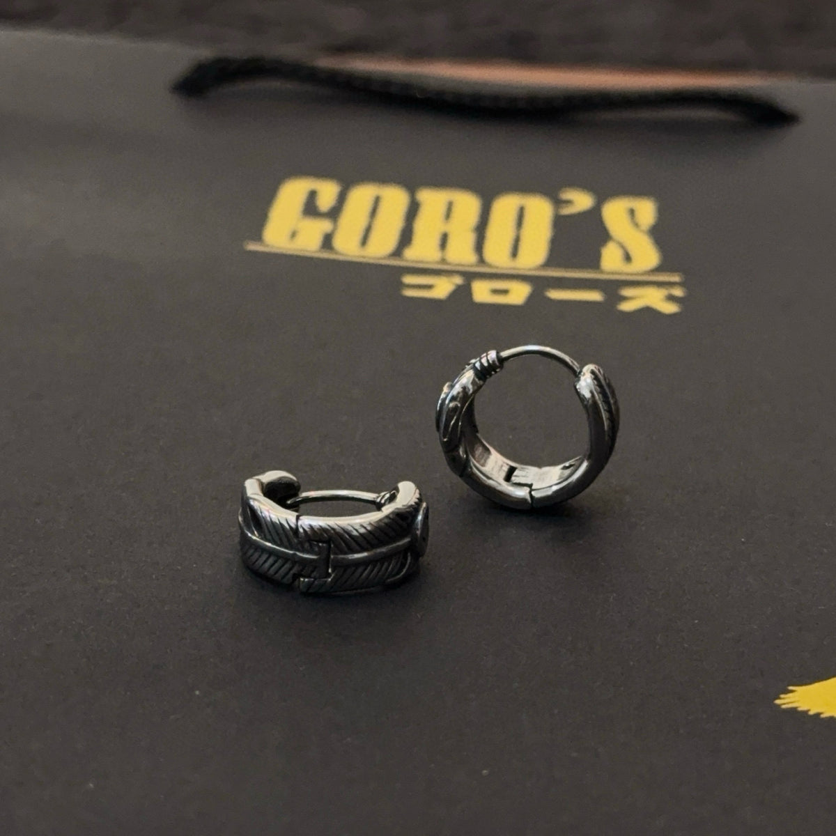 silver vintage Drop Earrings for men - alternate angle view 4