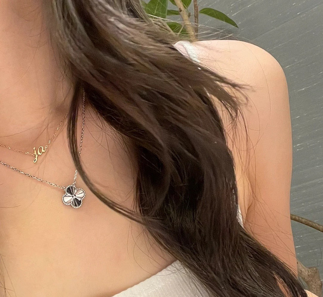 iridescent clover Necklace for women - alternate angle view 3