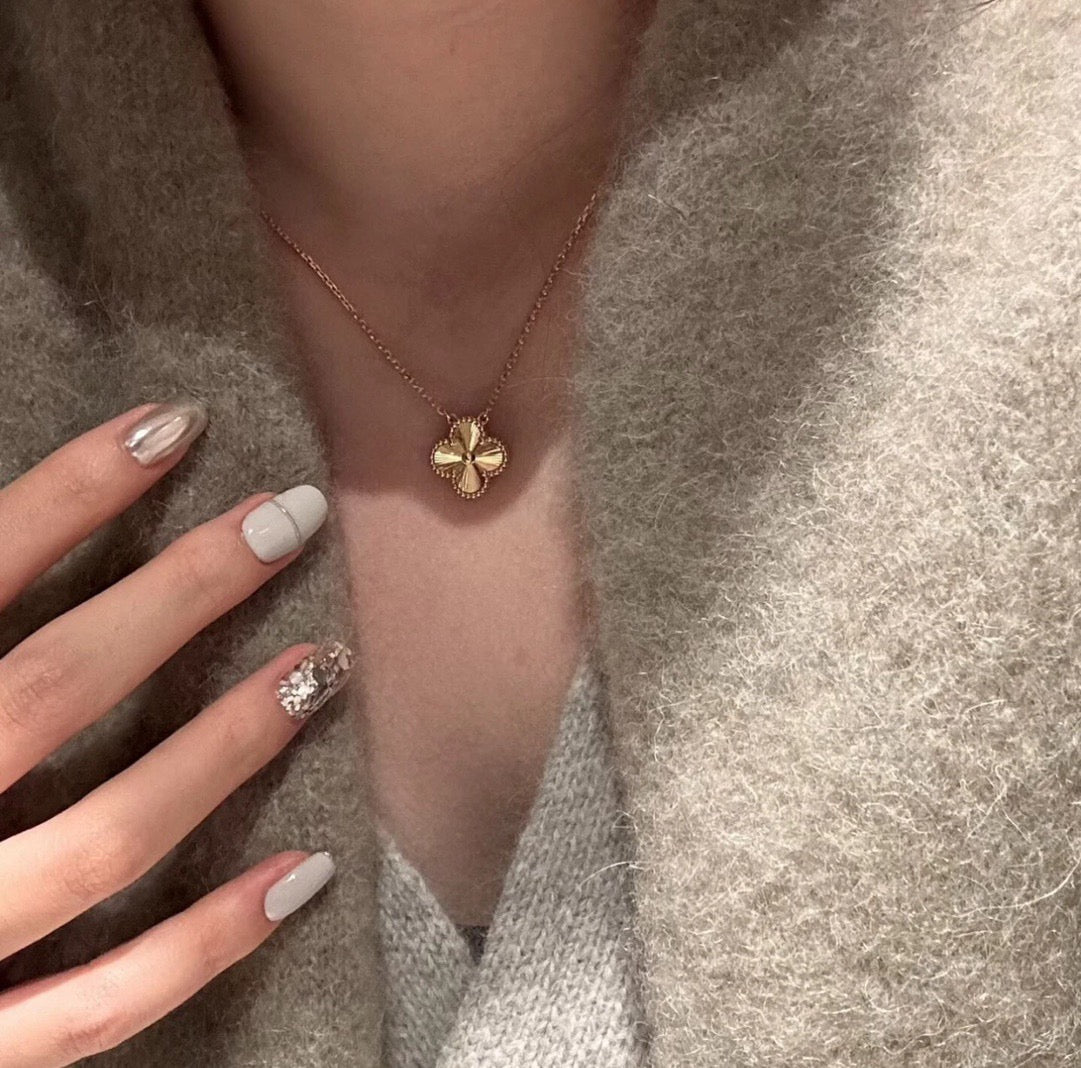 iridescent clover Necklace for women - alternate angle view 4